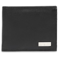 Inahom Bi-Fold Organised  Flat Nappa Genuine and Smooth Leather Wallet, Black