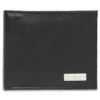 Inahom Bi-Fold Flat Nappa Genuine and Smooth Leather Wallet, Black