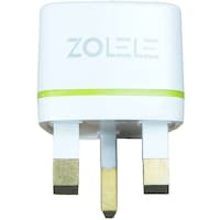 Zolele Universal Power 3 Pin Travel Adapter, 250V, 13A, White