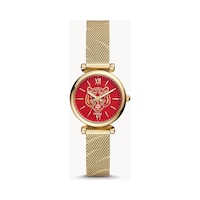 Fossil Women's Stainless Steel Analog Wrist Watch, Gold & Red