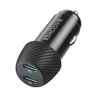 Picture of Ravpower Dual TYPE-C Port Fast Car Charger, 50W, Black