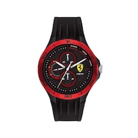 Ferrari Men's Pista Analog Watch, Black & Red