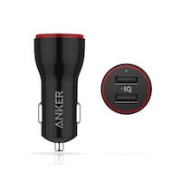 Anker Power Drive Dual USB Car Charger, 24W, Black & Red