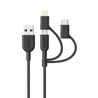 Picture of Anker 3-In-1 Power Line II Data Cable, 3ft, Black