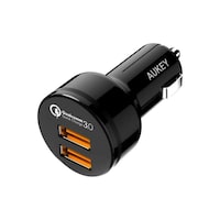 Picture of Aukey Qualcomm Quick 3.0 Dual-Port Car Charger With MicroUSB Cable, Black