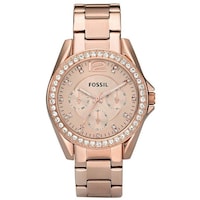 Fossil Womens Riley Analog Watch, ES2811P, 38mm, Rose Gold