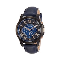 Picture of Fossil Men's Leather Analog Watch, FS5061, 44mm, Navy Blue