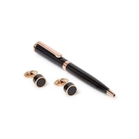 Segma Pen with Cufflinks Set, Black & Rosegold