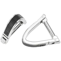 Ted Lapidus Stainless Steel U Shaped Cufflinks, Silver & Black