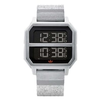 Adidas Men's Water Resistant Digital Watch, 41mm, Silver