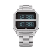 Adidas Men's Water Resistant Digital Watch, 41mm, Silver