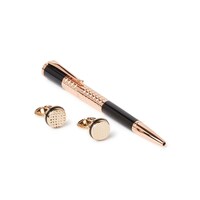 Segma Pen with Cufflinks Set, Black & Rose Gold