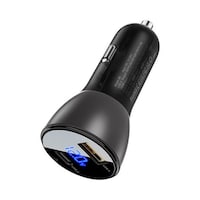 Picture of Acefast B6 Metal Car Charger USB-A & USB-C with Digital Display, 63W, Black