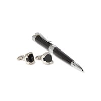 Picture of Segma Premium Quality Pen and Cufflinks Set, Black & Silver
