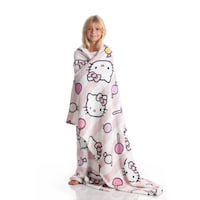Picture of Kanguru Hello Kitty Prints Rolled Plaid Fleece Blanket for Kids, 130x170cm