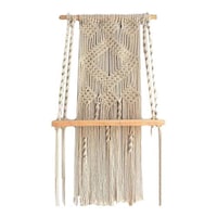 Picture of Ecofynd Macrame Wall Hanging Wooden Shelf, SH023, White, 14 inch
