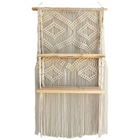 Picture of Ecofynd Macrame Wall Hanging Wooden Shelf, SH034, 18 inch
