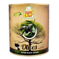 Picture of Super Chef Black Pitted Olives, 3kg, Carton of 6