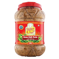 Picture of Super Chef Green Chilli Pickle, 5kg, Carton of 4