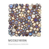 Ceramic Round Mosaic Tiles, MCC621605N, Ocean Blue - Carton of 22 (1.98sqm)