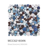 Ceramic Round Mosaic Tiles, MCC621604N, Porcelain Blue - Carton of 22 (1.98sqm)