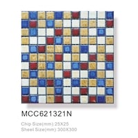 Ceramic Cube Mosaic Tiles, MCC621321N, Beige & Blue - Carton of 22 (1.98sqm)
