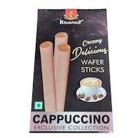 Kravour Cappuccino Wafer Rolls, 75g - Pack of 50