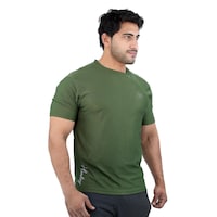 Picture of Harley Fitness Dry-Fit Sports Athletic T-Shirts for Mens, L, Olive Green