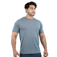 Harley Fitness Dry-Fit Active Athletic Round Neck T-Shirt for Mens, M, Light Grey