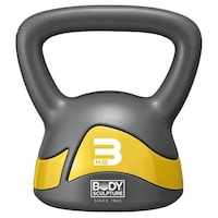 Picture of Body Sculpture Soft Iron Kettlebell, 3kg, Grey & Yellow