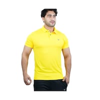 Picture of Harley Slim Fit Half Sleeves Regular Polo T-Shirt for Mens, 40, Yellow