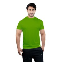 Harley Fitness Dry-Fit Active Athletic Round Neck Plain T-Shirt for Mens, M, Green