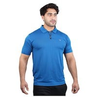 Picture of Harley Fitness Zipper Polo T- Shirt for Mens, XL, Pacific