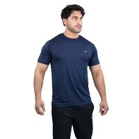 Picture of Harley Fitness Dry-Fit Active Athletic Round Neck Horizontal line T-Shirt for Mens, 3XL, Navy