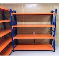 Dingo Organizing 4 Level Shelves Stand, 200x60cm, Blue & Orange