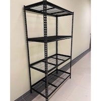 Dingo 4 Level Boltless Mesh Type Shelves, 150x54x200cm, Black
