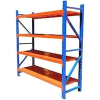 Dingo 4 Tier Storage Shelves Rack, 200x60cm, Blue & Orange
