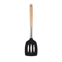 Vague Silicone Slotted Turner with Oak Wood Handle