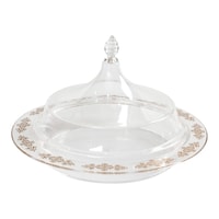 Vague Tajin Acrylic Serving Round Tray with Cover Set, Clear