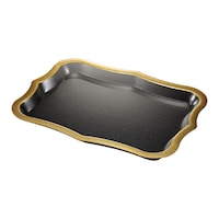 Vague Rectangular Acrylic Traditional Tray, 68cm, Clear & Gold