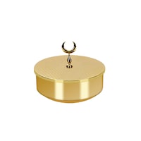 Vague Golden Round Steel Candy Box, 18cm, Gold