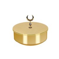 Vague Golden Round Steel Candy Box, 12.3cm, Gold