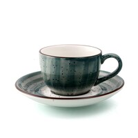 Picture of Porceletta Glazed Porcelain Coffee Cup & Saucer, 270ml, Green
