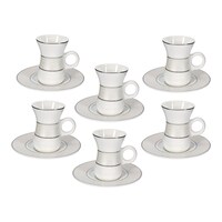 Picture of Porceletta Ceramic Coffee Cup with Saucer, Silver & White - Pack of 12