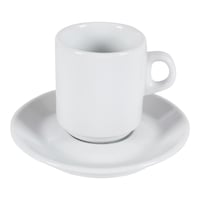 Makaan Ceramic Coffee Cup with Saucer, 6.5cm, White
