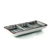 Picture of Porceletta Glazed Porcelain Rectangular Compartment Dish, 7inch, Green