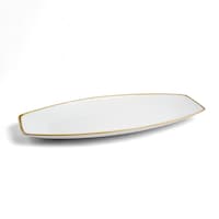 Picture of Porceletta Mocha Porcelain Boat Design Plate, 14inch, Ivory