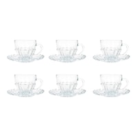 City Glass Premium Brasiliano Crystal Cup & Saucer, Clear - Pack of 12