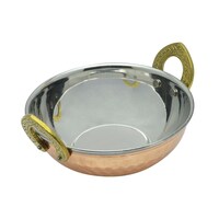 Picture of Vague Copper Kadai with Brass Handle, 20cm