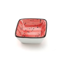 Picture of Porceletta Glazed Porcelain Square Dish, 7cm, Red